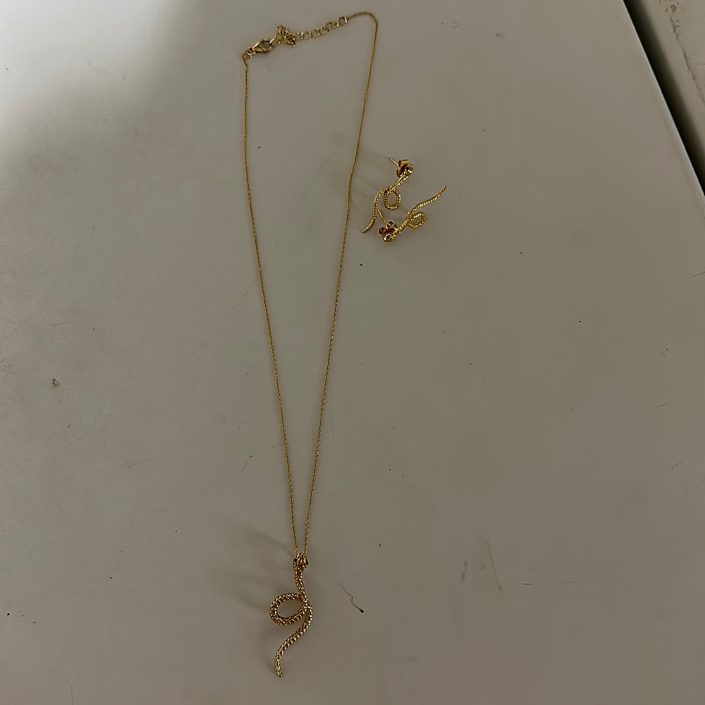 Snake pendant and earrings